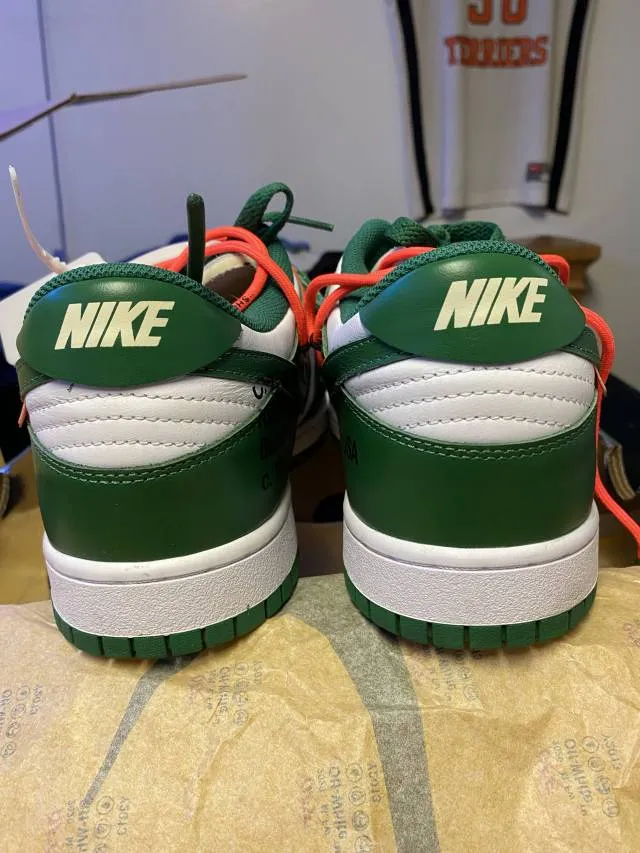 Off-white x nike dunk low pine green