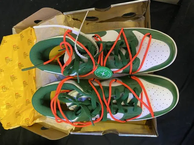 Off-white x nike dunk low pine green