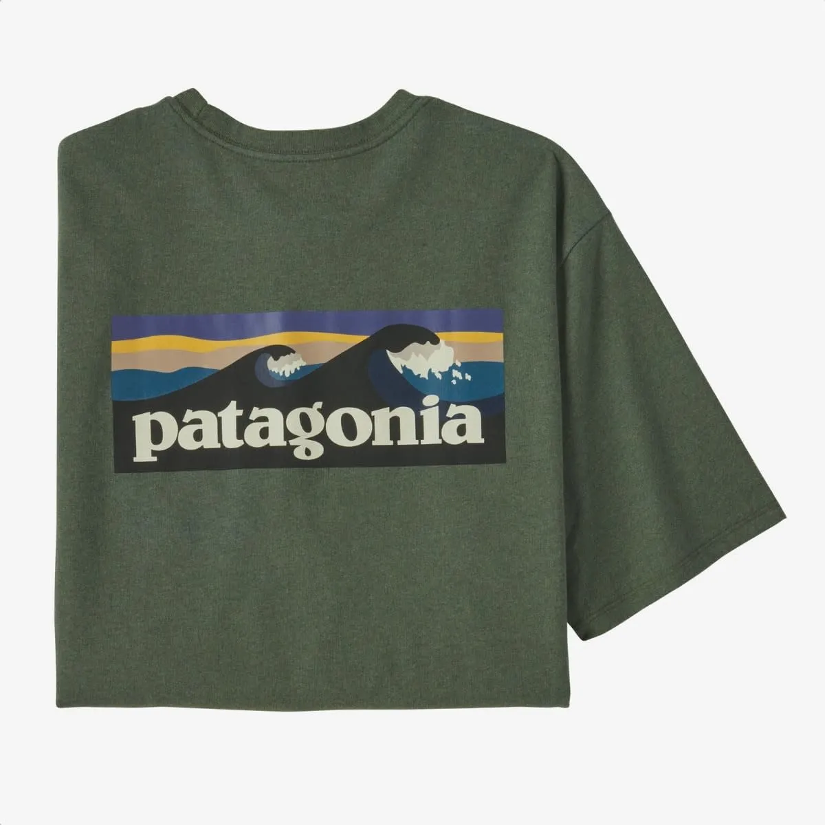 Patagonia Men's Boardshort Logo Pocket Responsibili-Tee Hemlock Green FINAL SALE