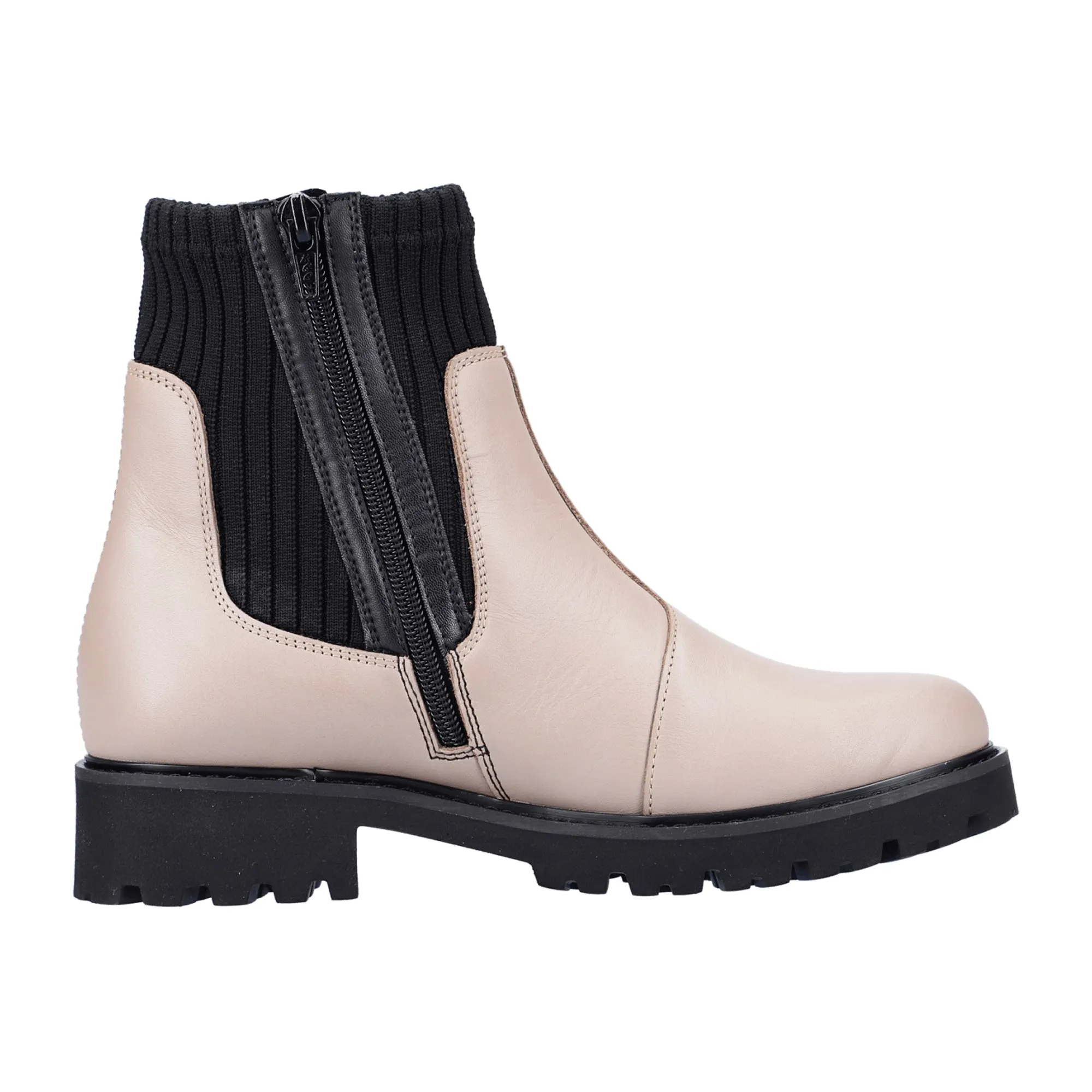 Remonte Beige Chelsea Boot for Women with Leather and Textile Upper