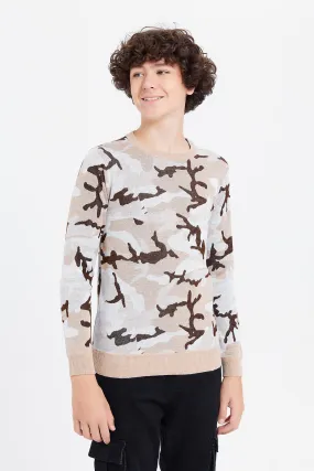 Senior Boys Beige Camo Pullover