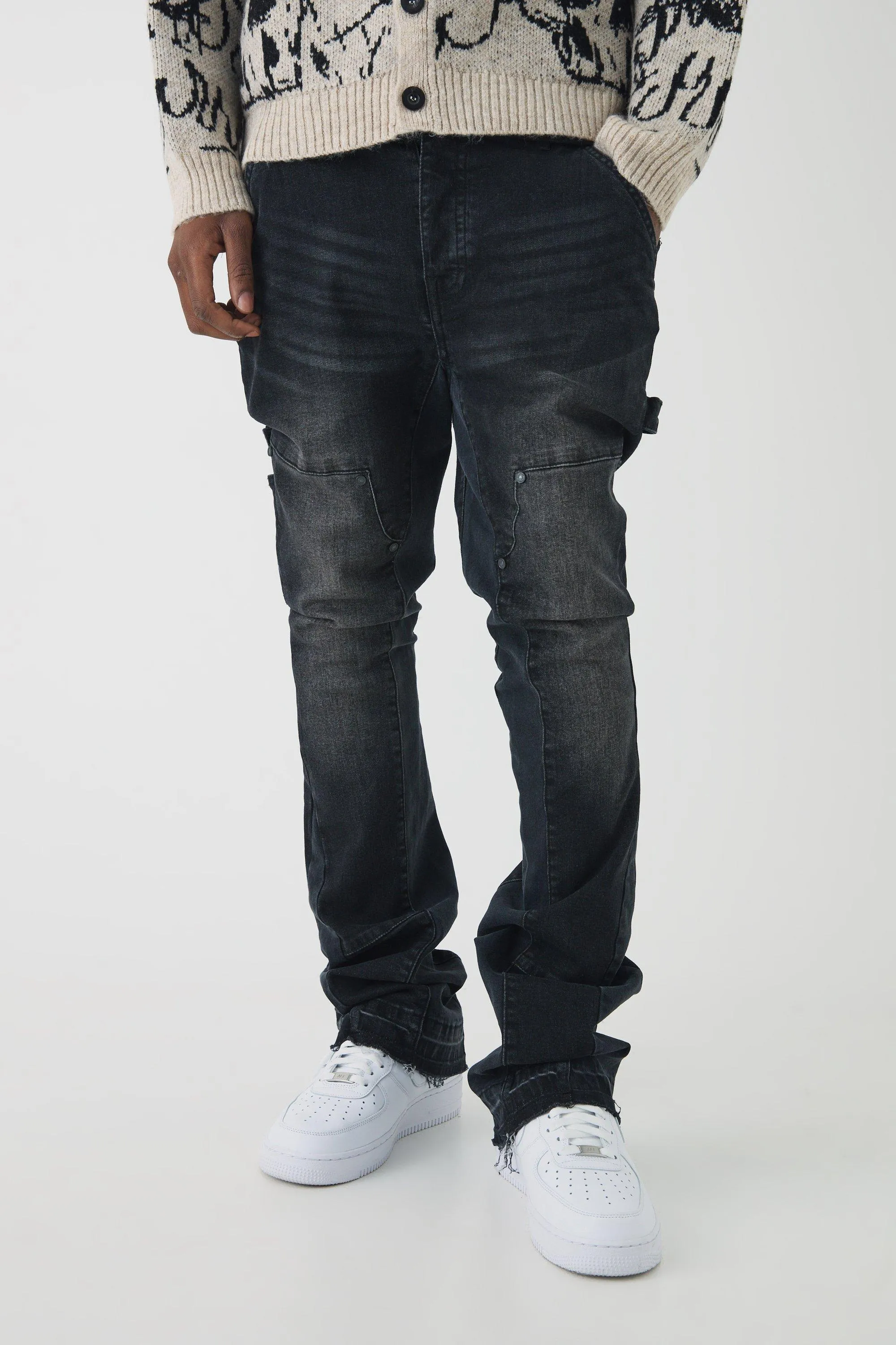 Skinny Flared Stacked Carpenter Gusset Jeans