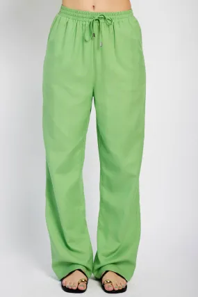 Straight Leg Linen Pants in Green