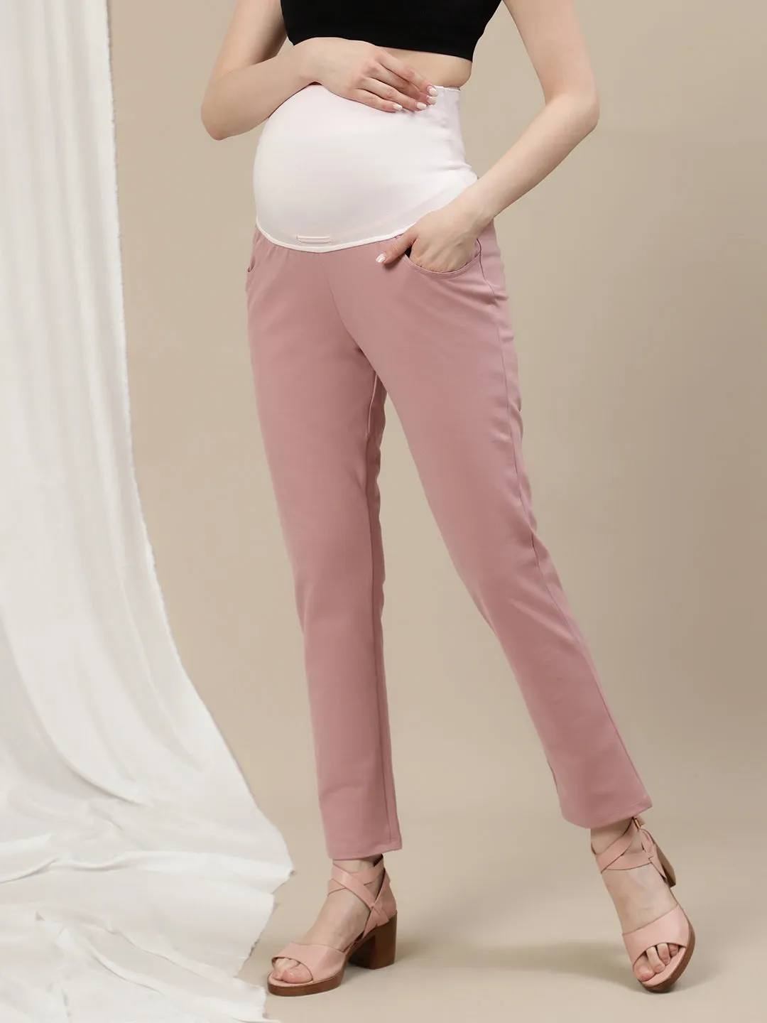 Straight-Leg Maternity Pants - Pink