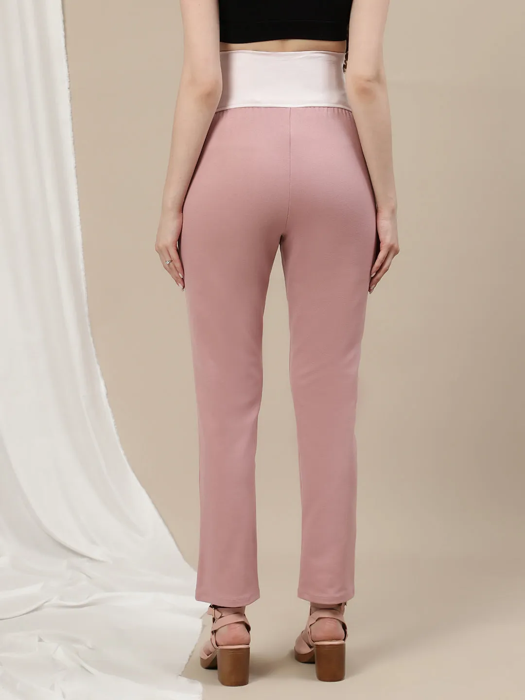 Straight-Leg Maternity Pants - Pink