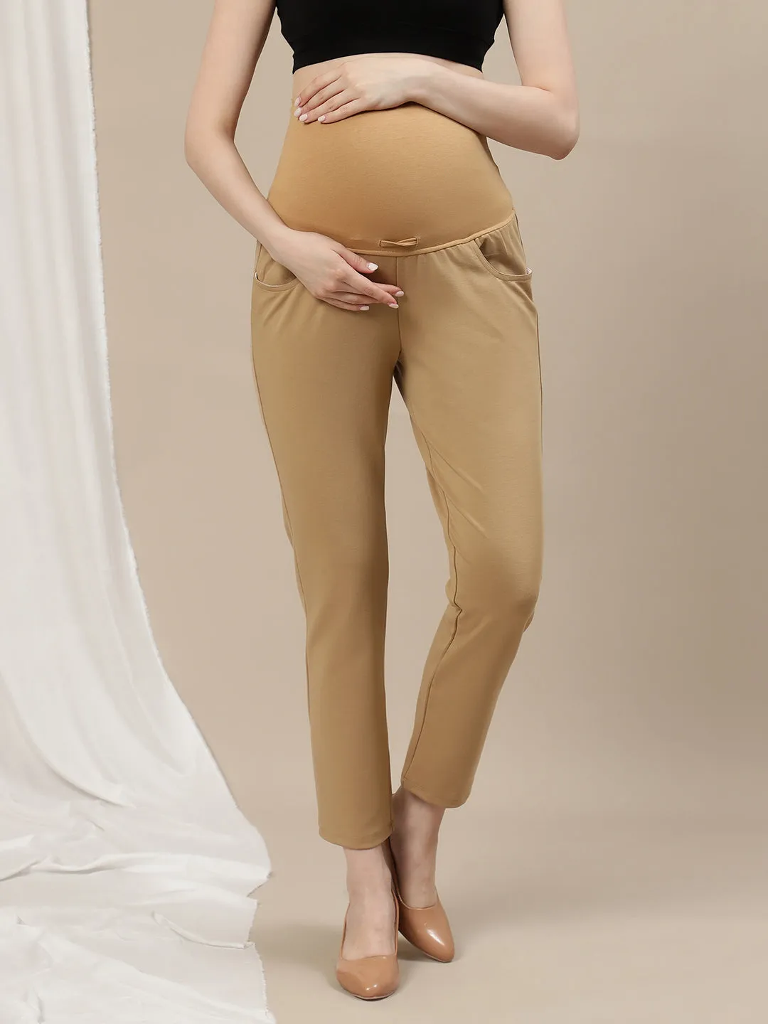 Straight-Leg Maternity Pants - Pink