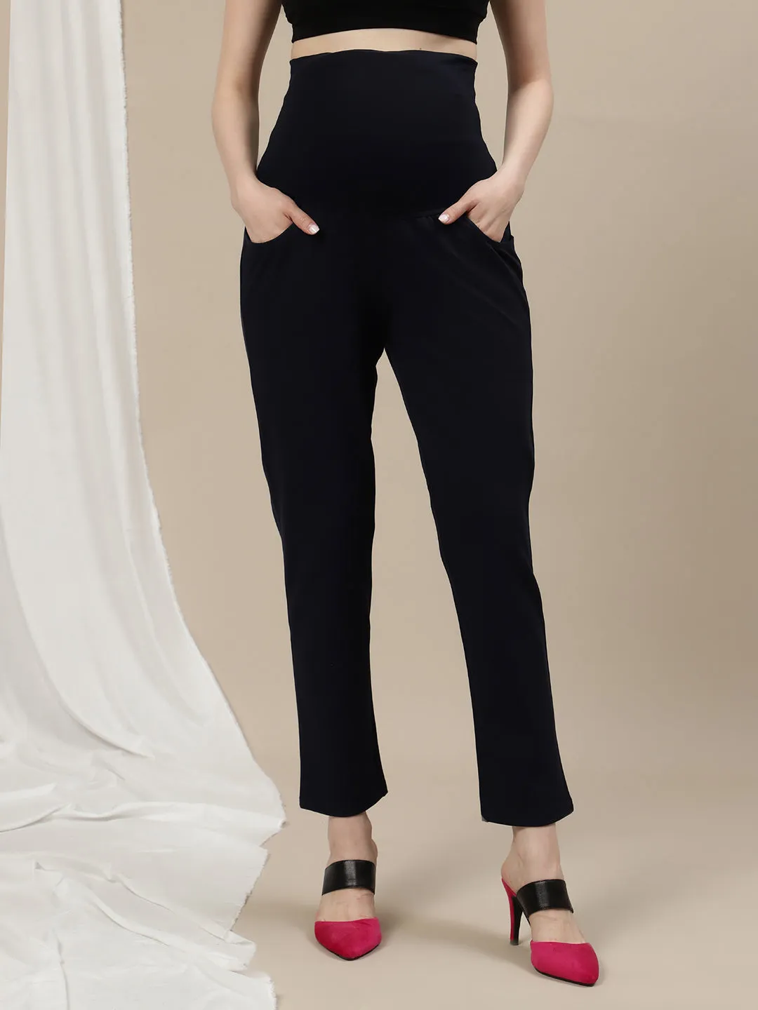 Straight-Leg Maternity Pants - Pink