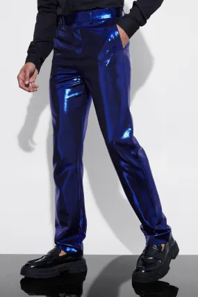 Straight Leg Metallic Suit Pants