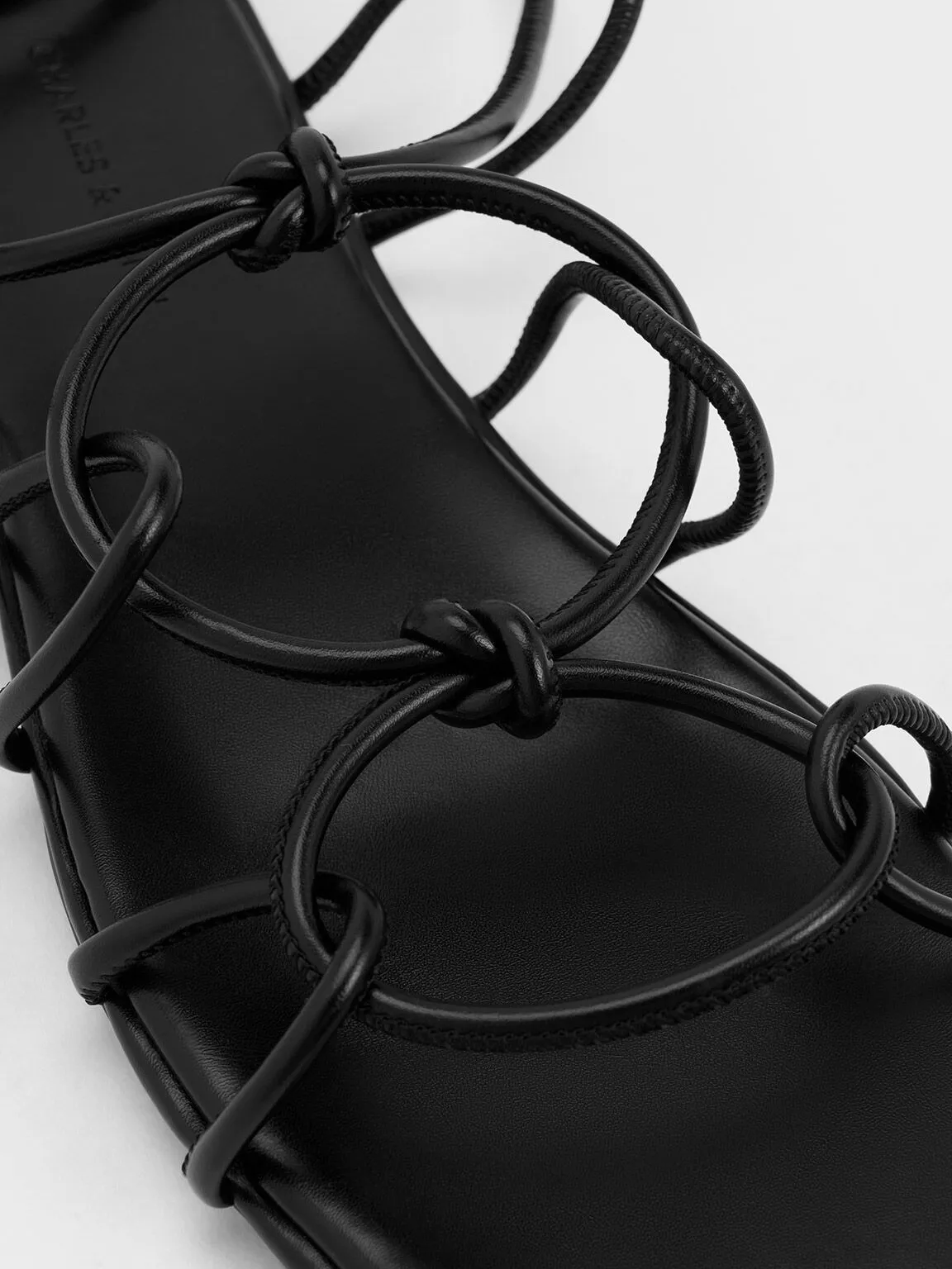 Strappy Knotted Tie-Around Sandals - Black