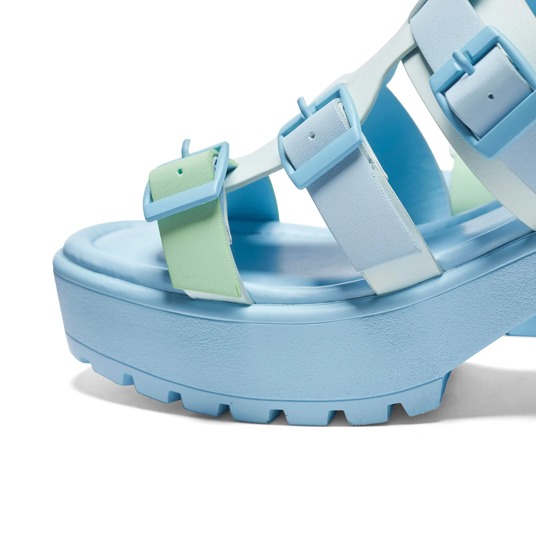 Sugar Season Chunky Buckle Sandals - Blue