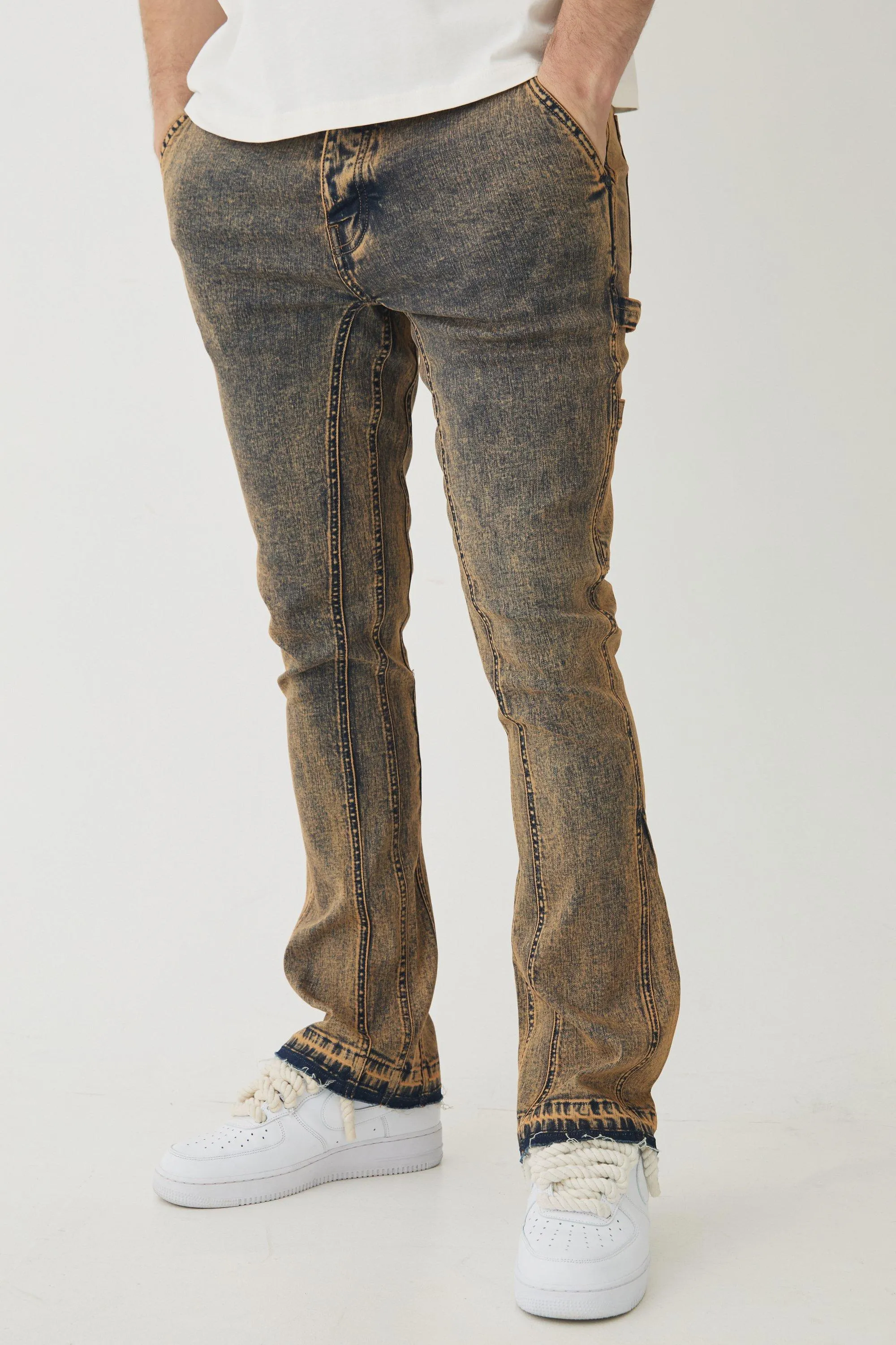 Tall Stretch Skinny Gusset Detail Carpenter Flared Jeans