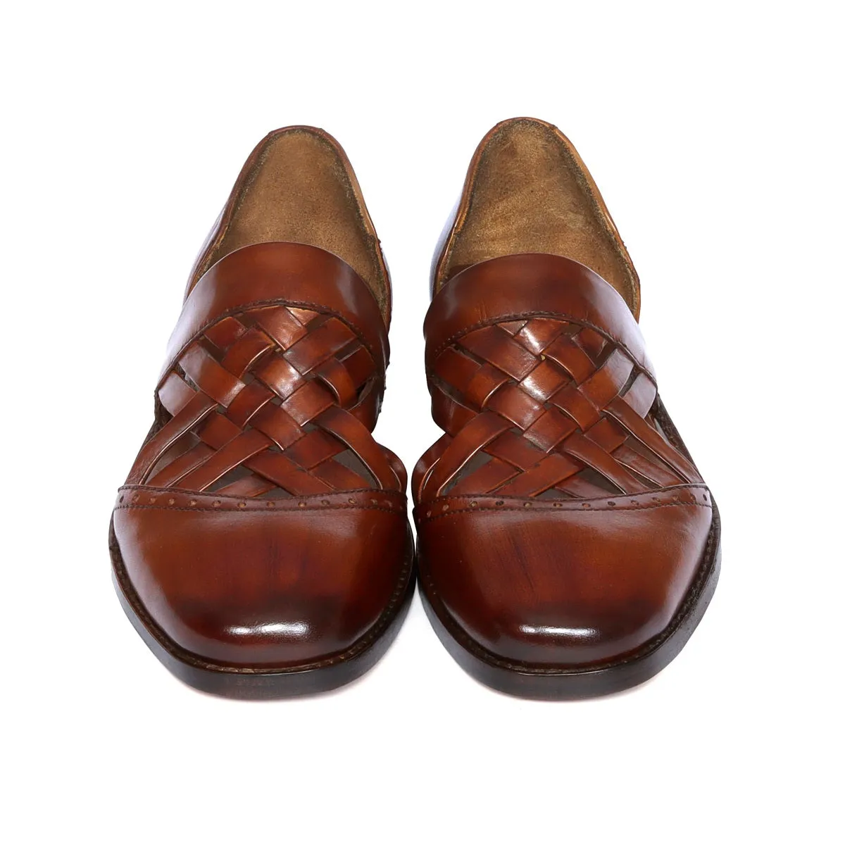 Tan Leather Caligae Peshawari Sandals