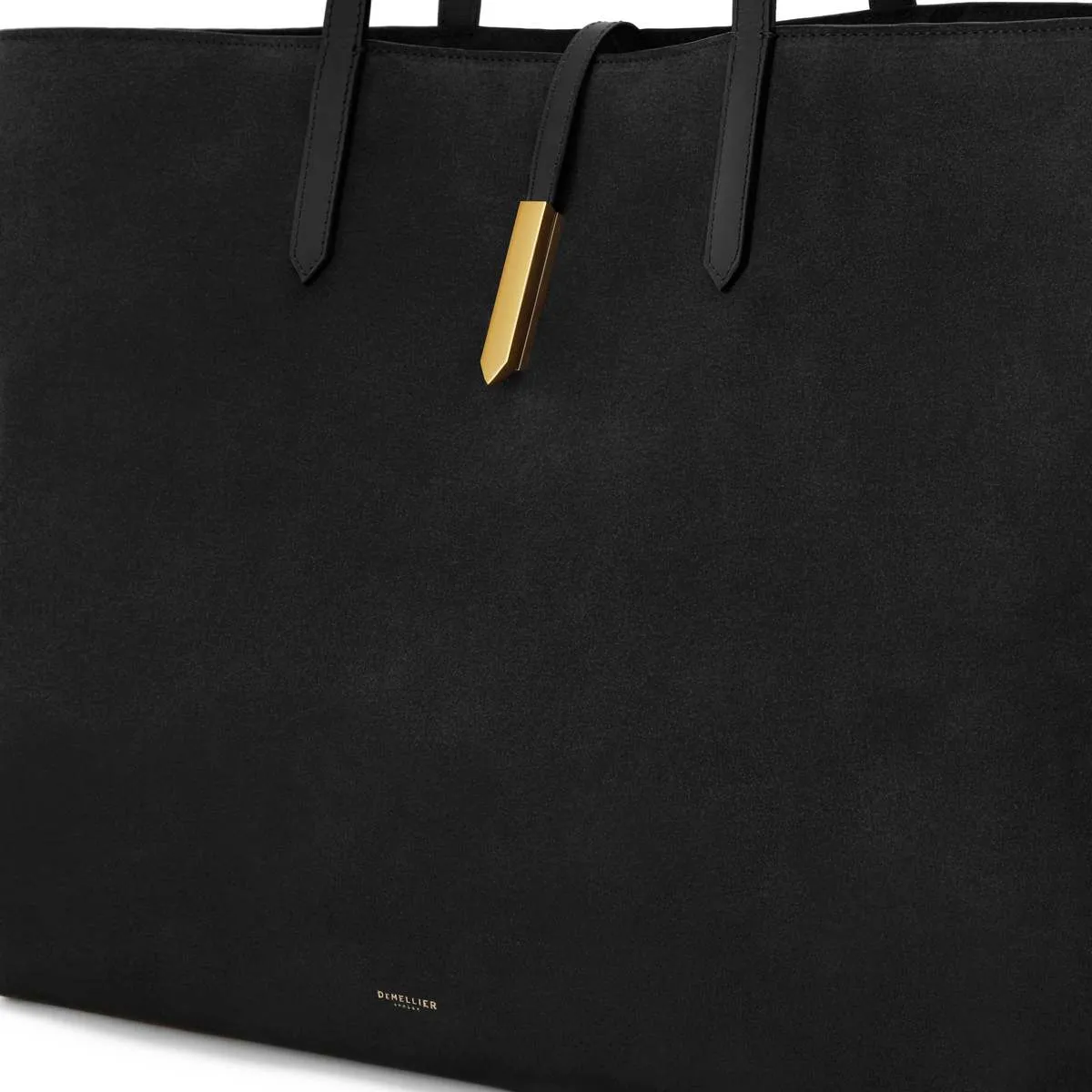 The Large Tokyo Suede & Smooth Leather Tote - Black