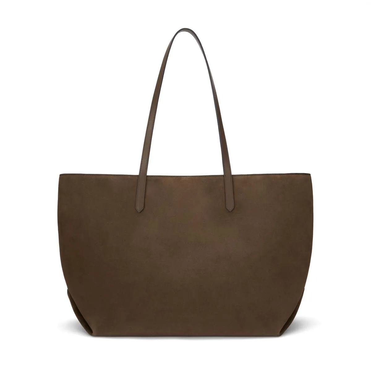 The Large Tokyo Suede & Smooth Leather Tote - Mocha