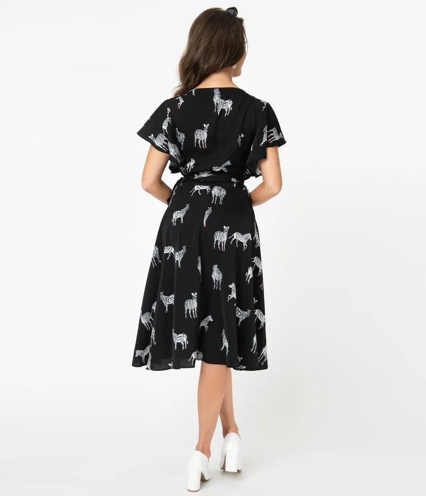 Unique Vintage Zebra Print Luella Wrap Dress