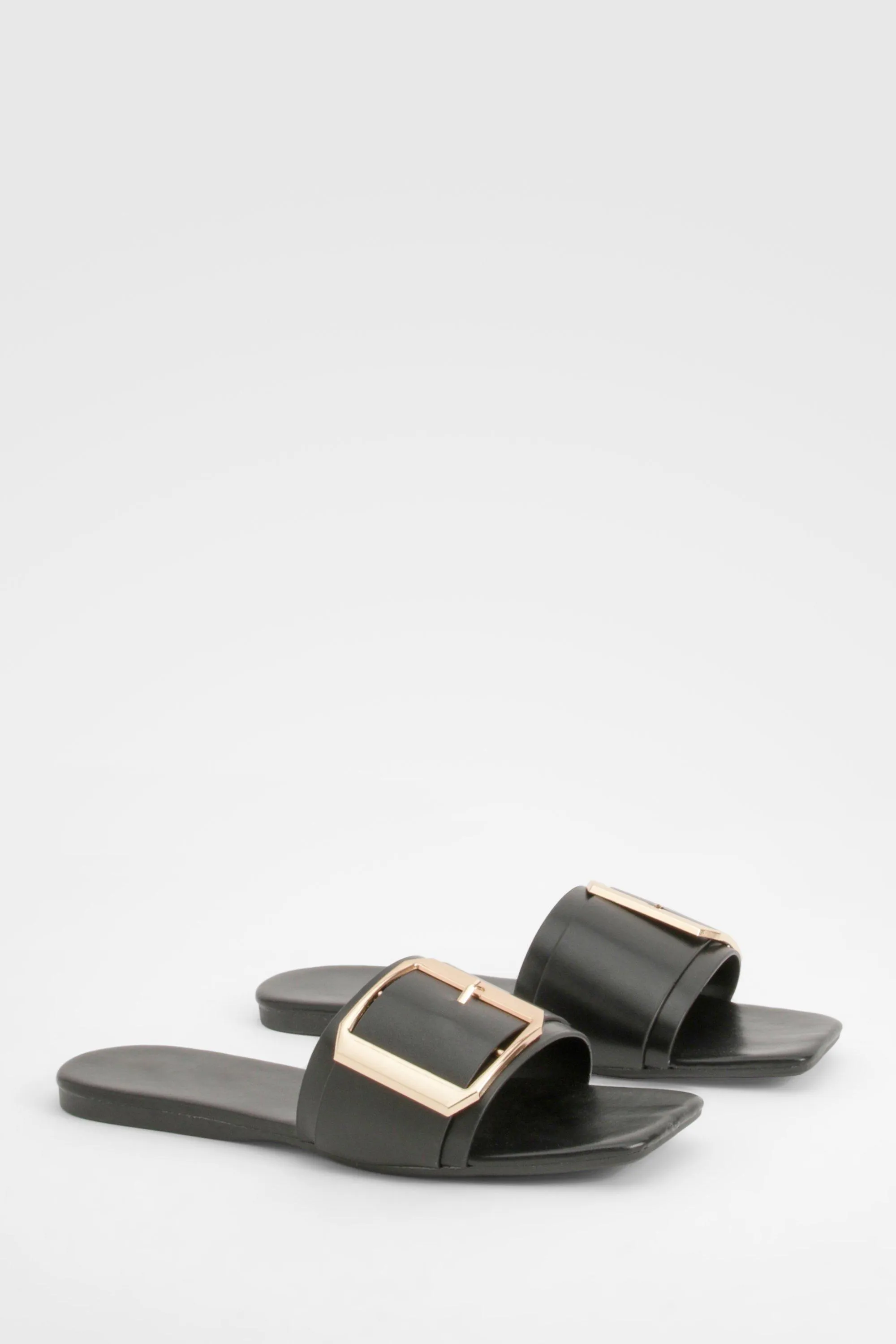 Wide Width Oversized Buckle Mule Sandals