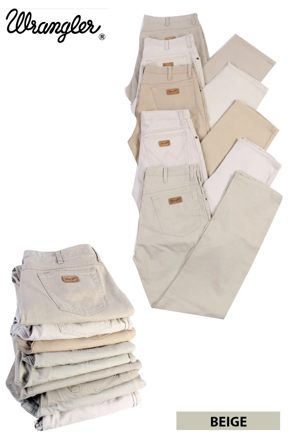 Wrangler Jeans Straight Regular Legs Vintage Grade A-Beige - Pepper Tree London